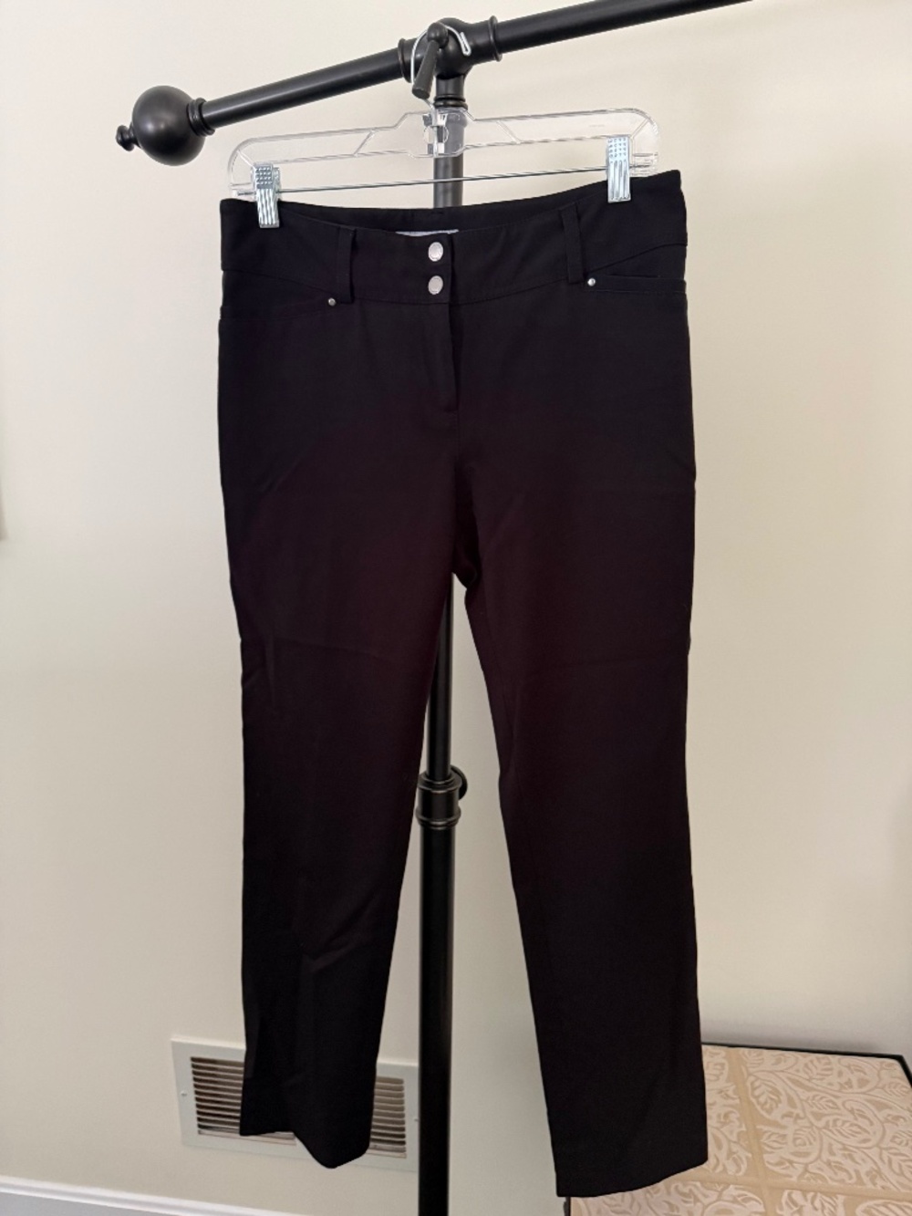 White House Black Market Black Mid-Rise Straight Leg Dress Pants